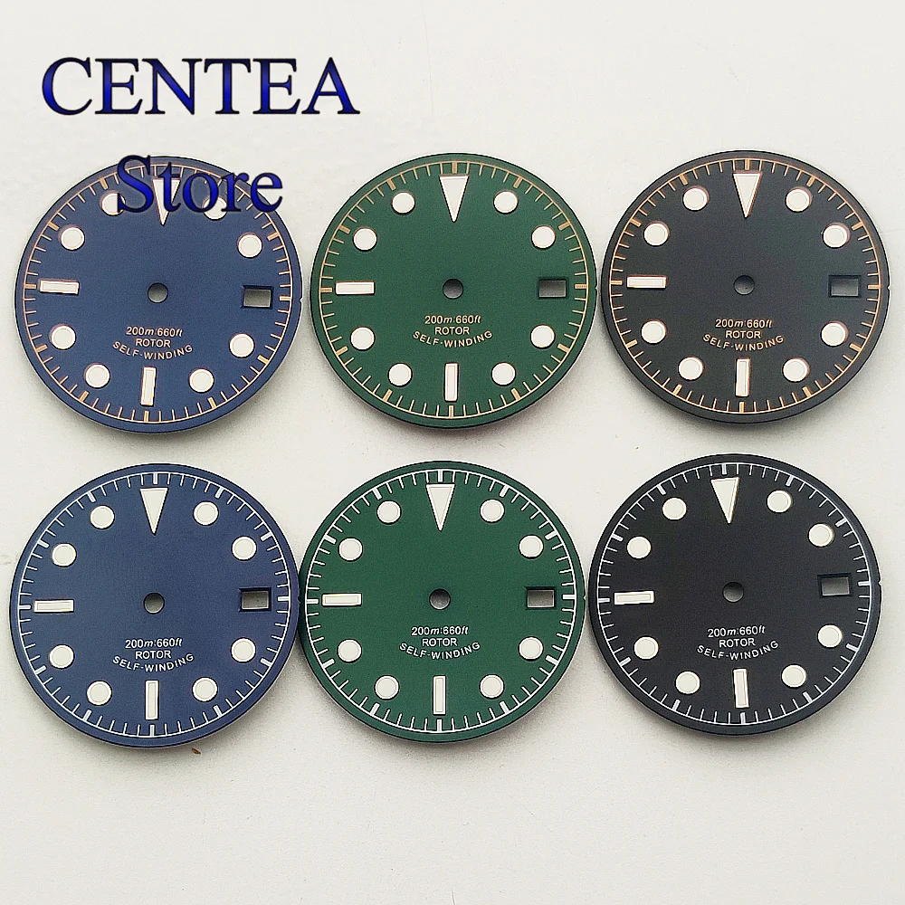 RICHUS 30.5mm Dial Black Blue Green Sterile Green luminous dial fit NH35 ETA 2824 2836 Miyota8215 821A DG2813 3804 Movement