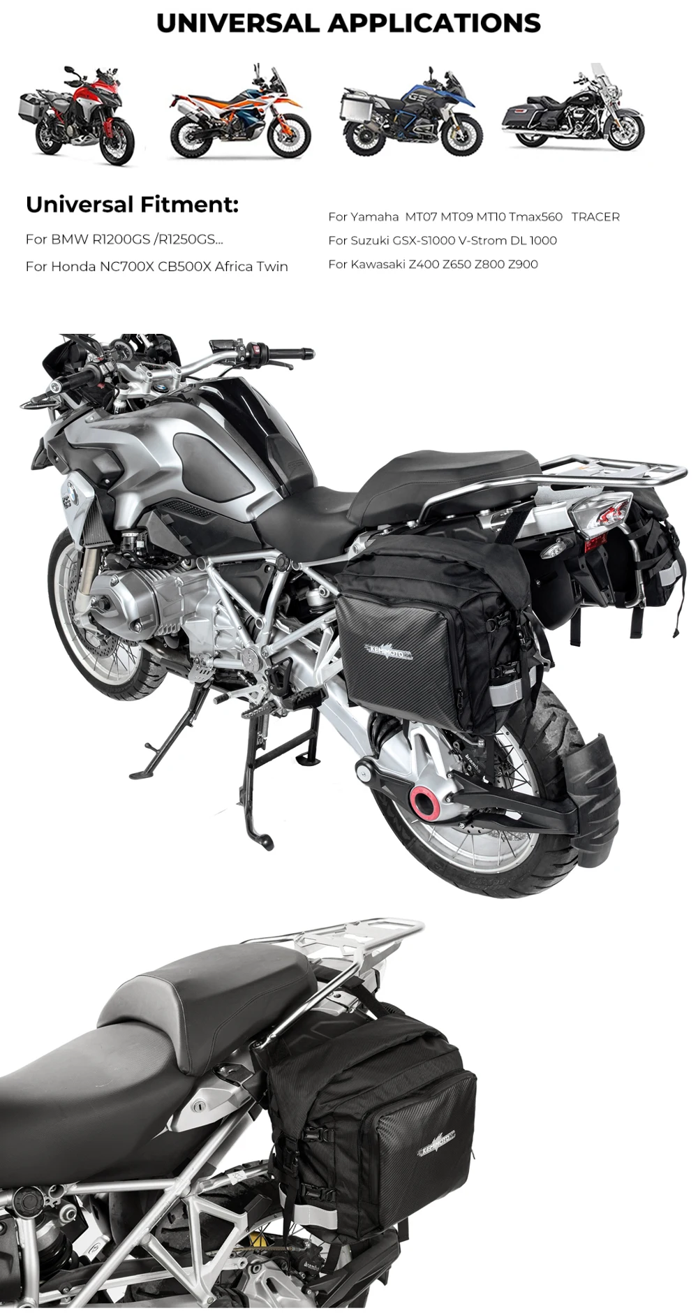 KEMIMOTO Motorrad-Satteltasche, wasserdichte Seitentaschen für BMW R1200GS R1250GS ADV, für Triumph Tiger 900, für Honda X-ADV Twin Africa – Detail 9