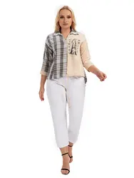Womens plus size woven lapel shirt belongs to the category of womens clothing