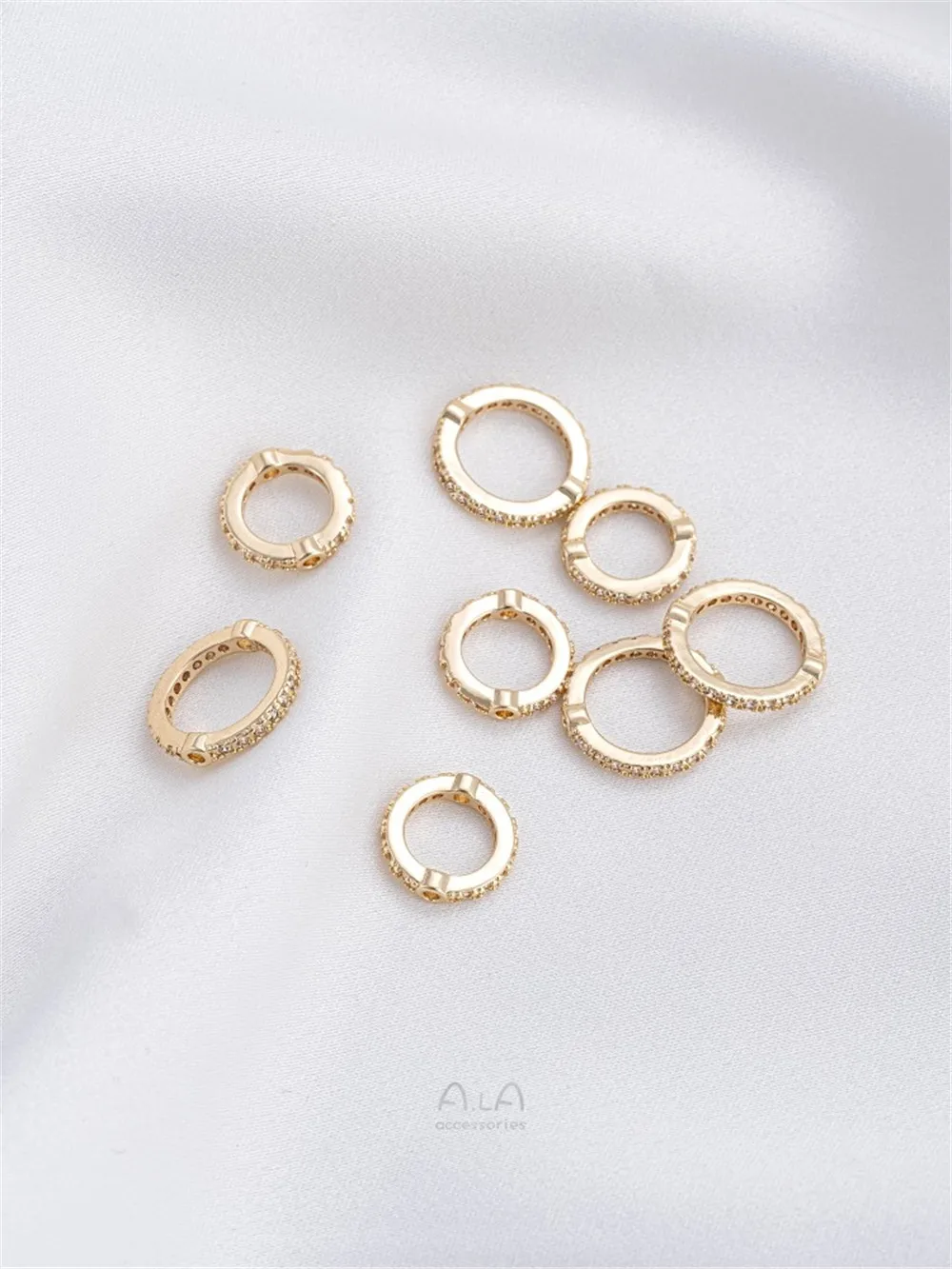 Set di anelli di zirconi rivestiti in oro 14K anello di perline fai da te stringa braccialetto di perle collana accessori per gioielli K029