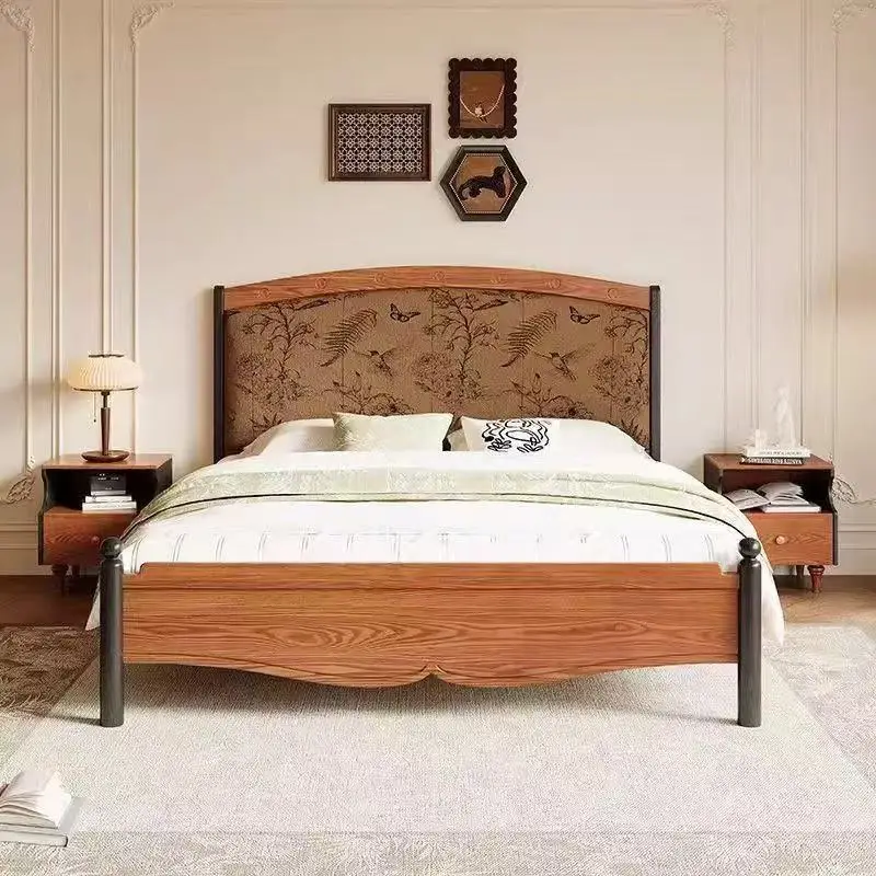 &*Unique Design New Style Adult Bed with Silent Bed Plank Wholesale Price Solid Wooden Ash Wood Bed