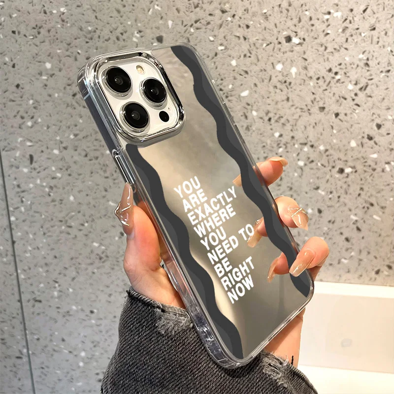 Fashion Letter Mirror Phone Case For iPhone 11 Case iPhone 14 15 16 Pro Plus 12 13 Pro Max X XS Shockproof Soft Back Cover funda
