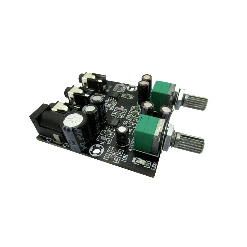 DLHiFi 2Way 2CH 2 in 1 out  Stereo Audio Signal Mixer Multi-Channels Mixing Board for reverb amplification Headset Amplifier