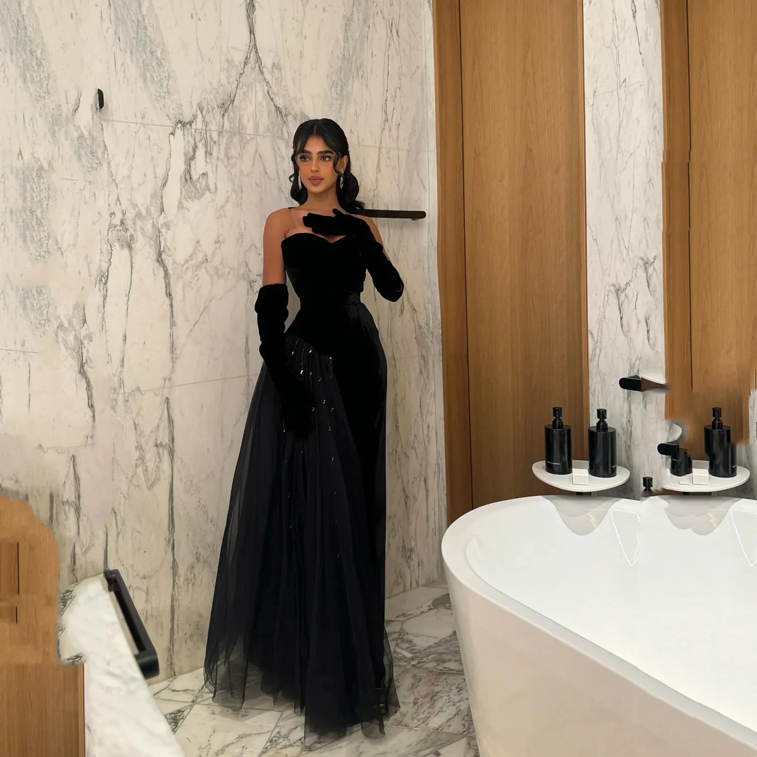 

Черное бархатное длинное платье с бисером на заказ Вечерние платья для выпускного вечера Pastrol унисекс Джерси Ретро Дубай Саудовская Аравия по индивидуальному заказу