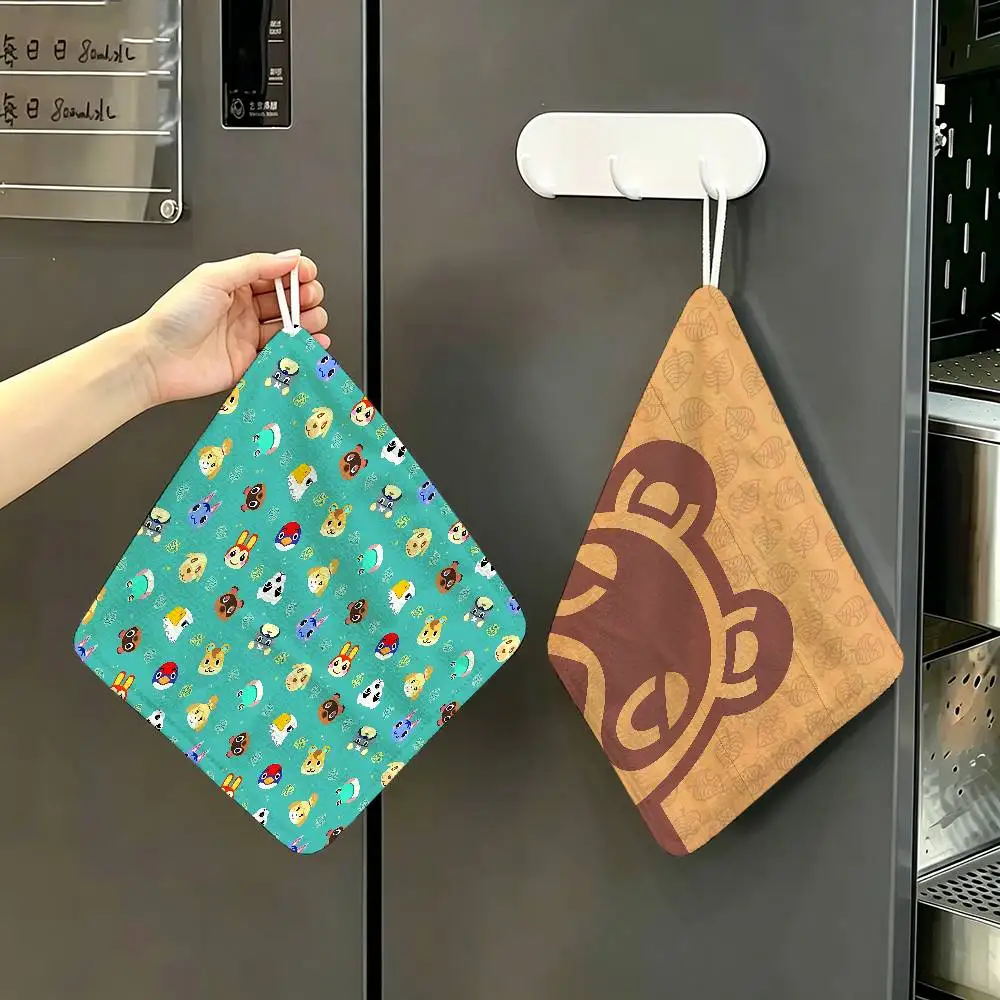 A-Animal C-Crossing Polyester Cotton Hanging Kitchen Towel, Skin Friendly Hand Wiping Towel for Hotel Cafe Household