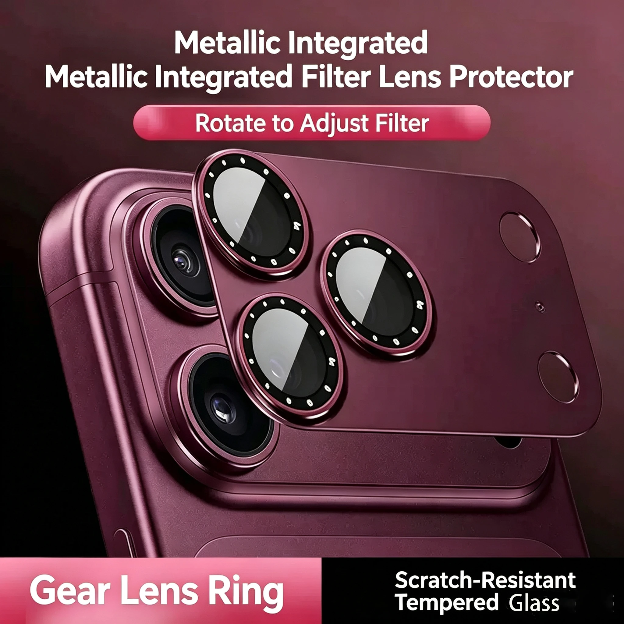 9H Rotating Filter Camera Lens Protector For iPhone 18 17 Pro Max  Luxury Full Cover Metal Camera Protection Glass Lens Cover