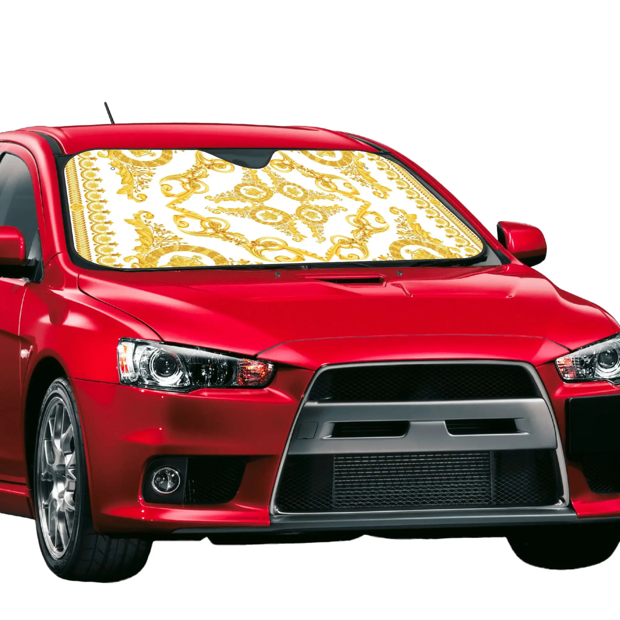 Car Front Windshield Sun Visor Baroque Prints Greek ornament Golden Meander Meandros Car Sun Shade Covers Car Solar Protection