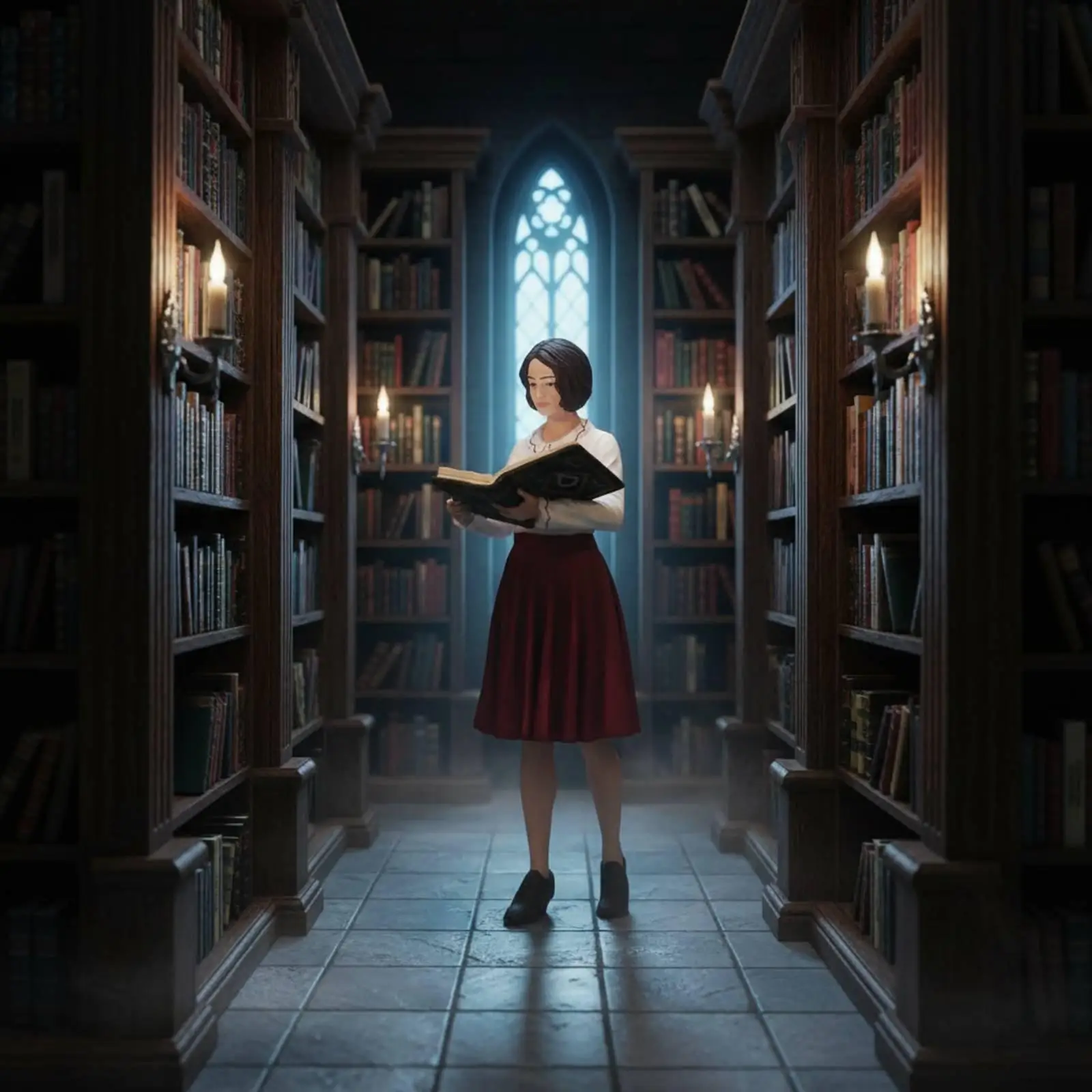 Painted Resin Miniature Figure Female Librarian Teacher Model Diorama Accessory for Collector Sand Table and Library Display