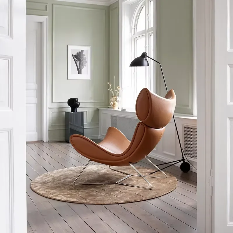 Luxury Stylist Casual Living Room Orange Feather Single Sofa Wing Back Lobster Lounge Chair for Home Office Decor