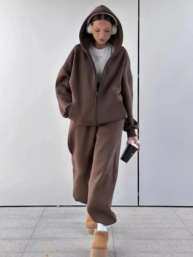 Long Sleeve Sweatshirts Solid Hooies Pencil Trousers Ankle Length Pants Pockets Two-piece Set Casual Women Tracksuit Pant Sets