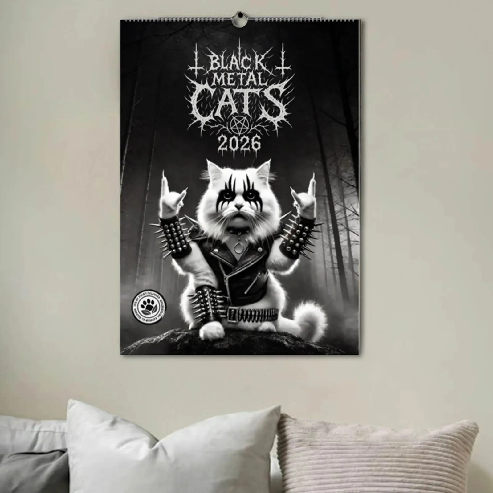 

Календарь с черными кошками на 2026 год, новогоднее украшение на стену, календарь для комнаты, офиса, креативный подарок, настольный настенный календарь, атмосферное украшение