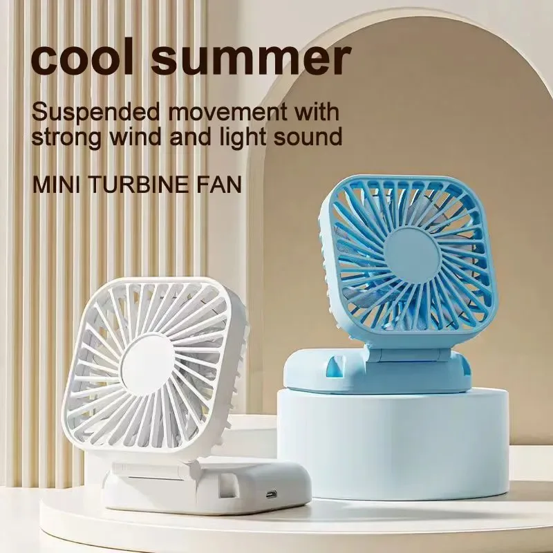 Mini Handheld Fan Mute Foldable Fan Multi-functional Turbine Fan USB Rechargeable Portable Hanging Neck Fan Mini Table Fan