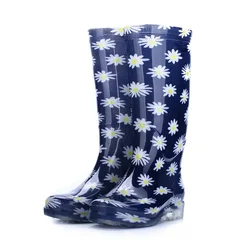 Comemore Women Rain Boots Waterproof Lightweight Knee-High Garden Shoes Woman Flower Rubber Platform Work Boot 41
