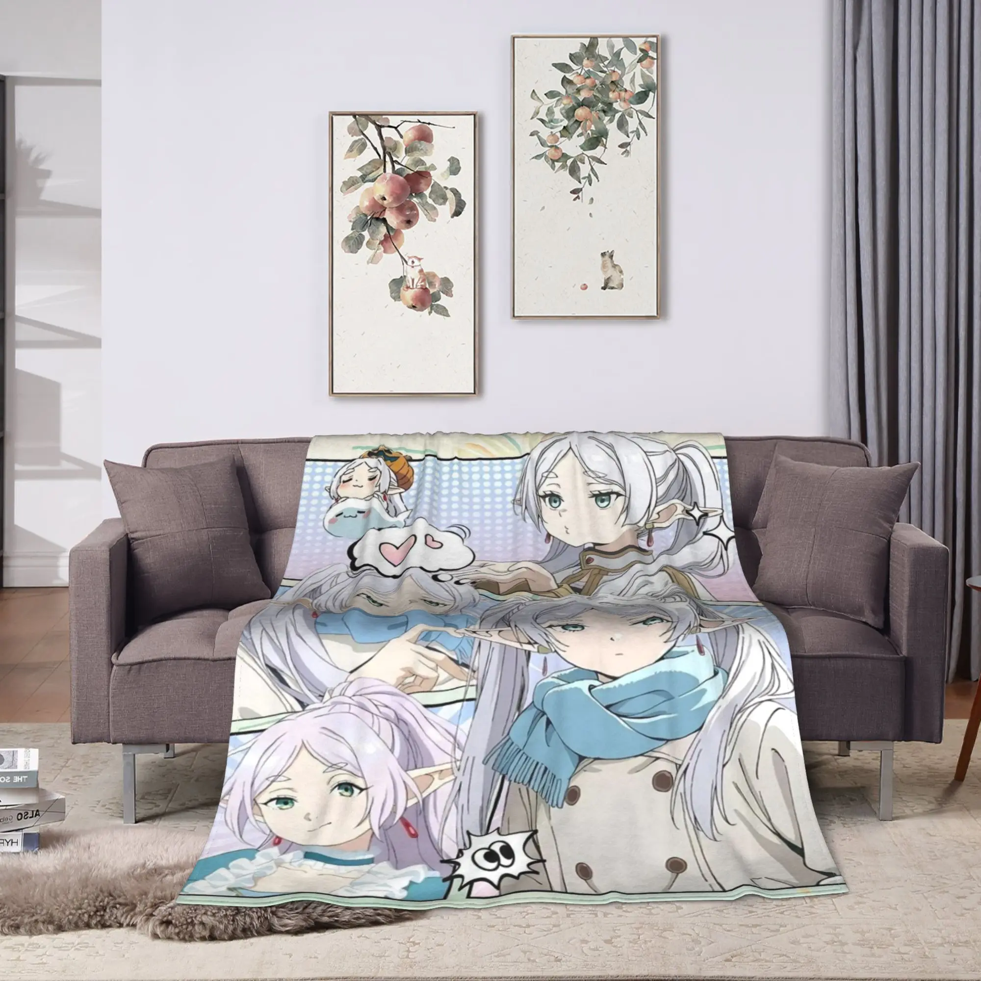 Frieren Beyond Journeys Flannel Blankets Adults  Soft Comfy Throw Blanket Winter Living Room Bedspread Sofa Bed Cover