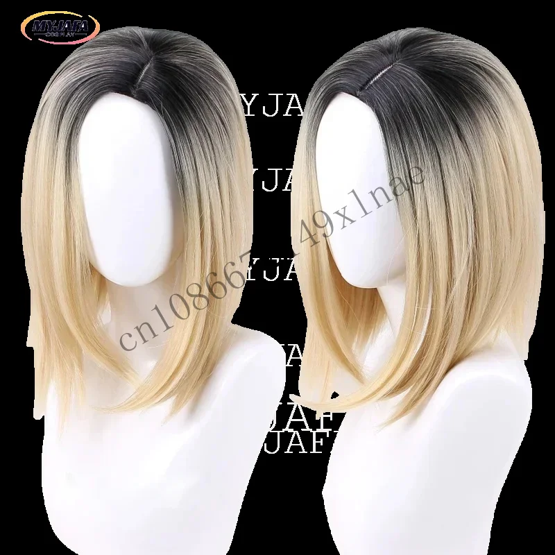 Halloween Bride Of Chucky Women Tiffany Blonde Omber Black Hair Middle Parting Wigs Jennifer Tilly Cosplay Wig WigCap CMMN13