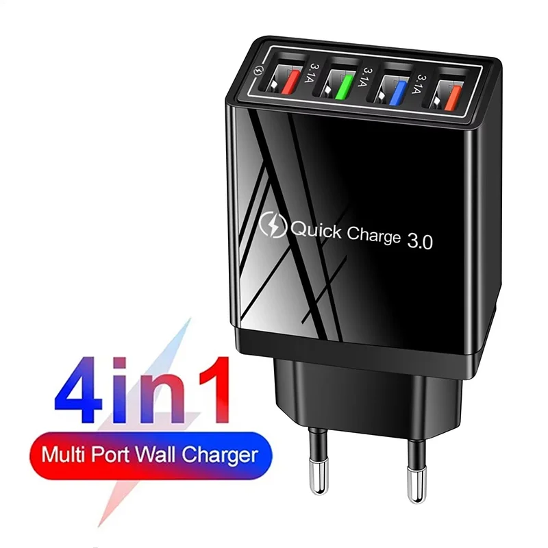 EU-US-Stecker USB-Ladegerät für iPhone Xiaomi Huawei Redmi Quick Charge 3.0 Heim- und Büro-Reisezubehör Tragbare Reise-Design-Tools