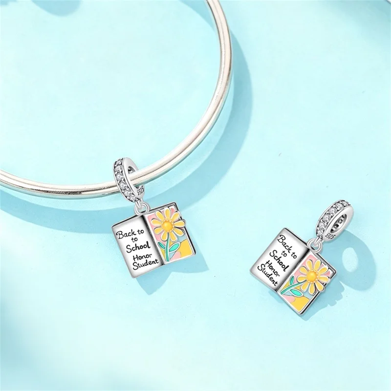 925 Sterling Silver Starting School Diary Globe Backpack Book Charms Pendants For Women Fit Original Bracelet DIY Jewelry Gifts