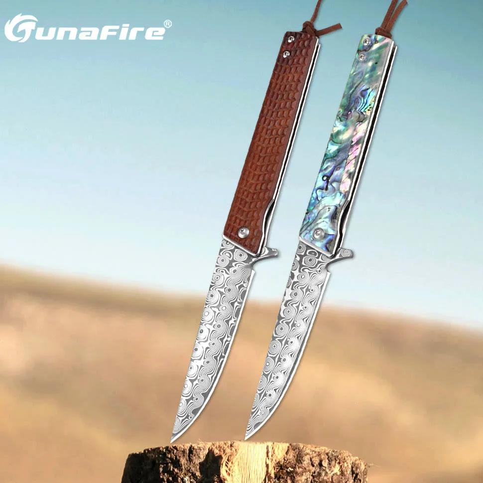 

Tunafire Folding Knife Portable EDC High -hardness VG10 Damascus steel Outdoor Pocket Camping Knives 306