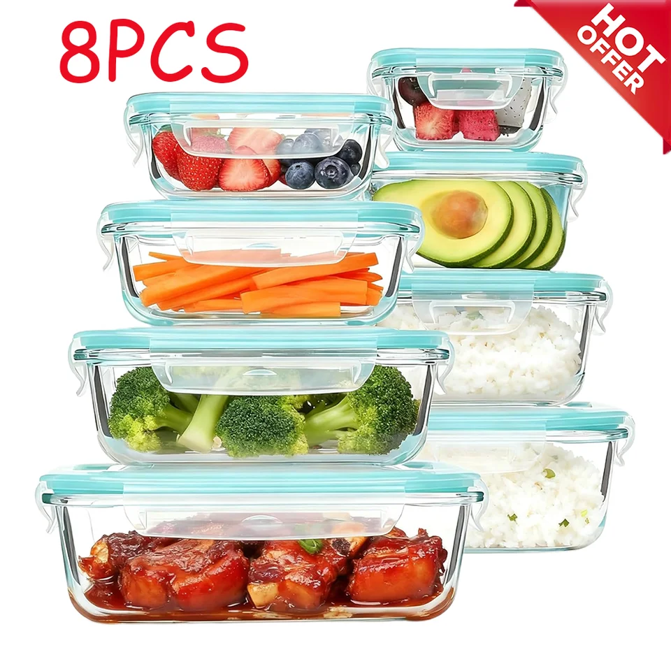 Meal Prep Glass Containers Set with Airtight Lids