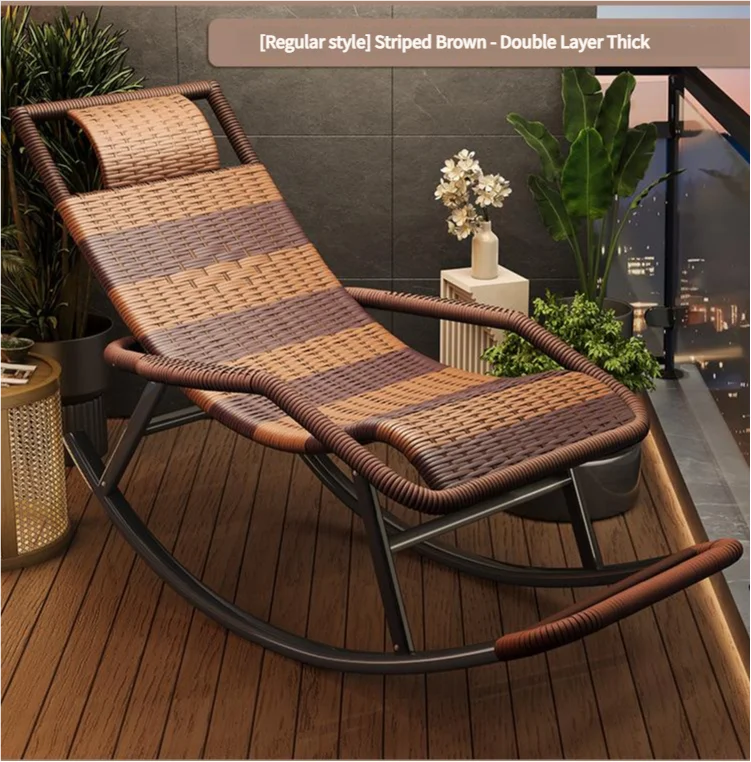 

Comfortable Leisure Recliner Chair for Home Adult Elderly Single Lazy Sofa for Outdoor Hotel Stylish Rattan Rocker for Lunchprom