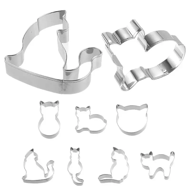 Cute Cookie Cutters 9 Pieces Small Stainless Steel Cat Cookie Molds Mini Funny Cartoon Cookie Molds Cooking Cutters for Cookies