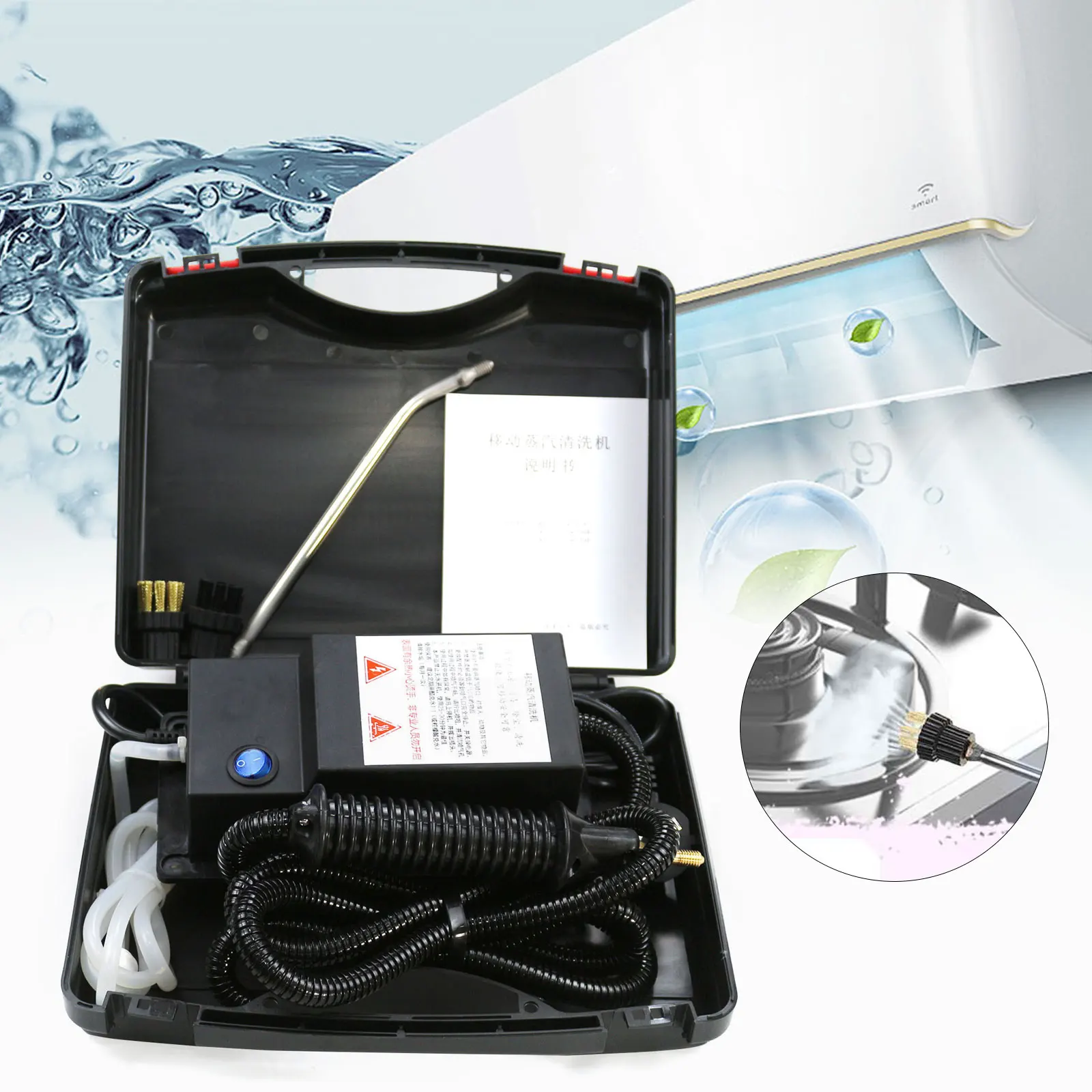 1700W Handheld High Pressure Steam Cleaner Machine Automatic Mobile Detailing Steam Cleaning Home110V