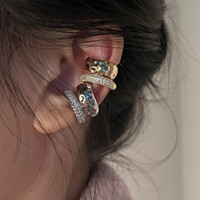 New Trending Zircon Double-layer Ear Cuff No Piercing Earring Punk Unique Metal Geometric Ear Clip for Women Y2K Jewelry 2023