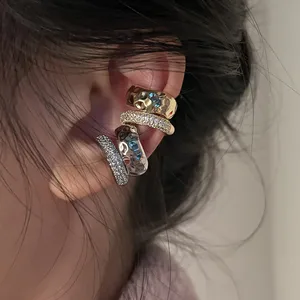 새로운 트렌드 지르콘 이중층 귀 커프 피어싱 귀 펑크 독특한 금속 기하학적 귀 클립 Y2K 주얼리 2023 12 최고의 판매 일본 보석 - №3