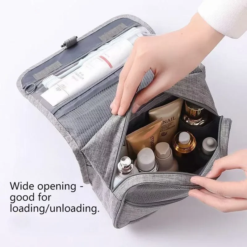 Bolsa de lavagem de viagem executiva, organizador de higiene pessoal suspenso resistente à água com compartimentos separados | Tecido Oxford