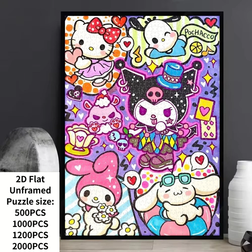 Adult Jigsaw Puzzle 500/1000 Pieces Puzzle Cute Sanrio Characters Paper Puzzle Decorative Painting Exercise Brain Thinking