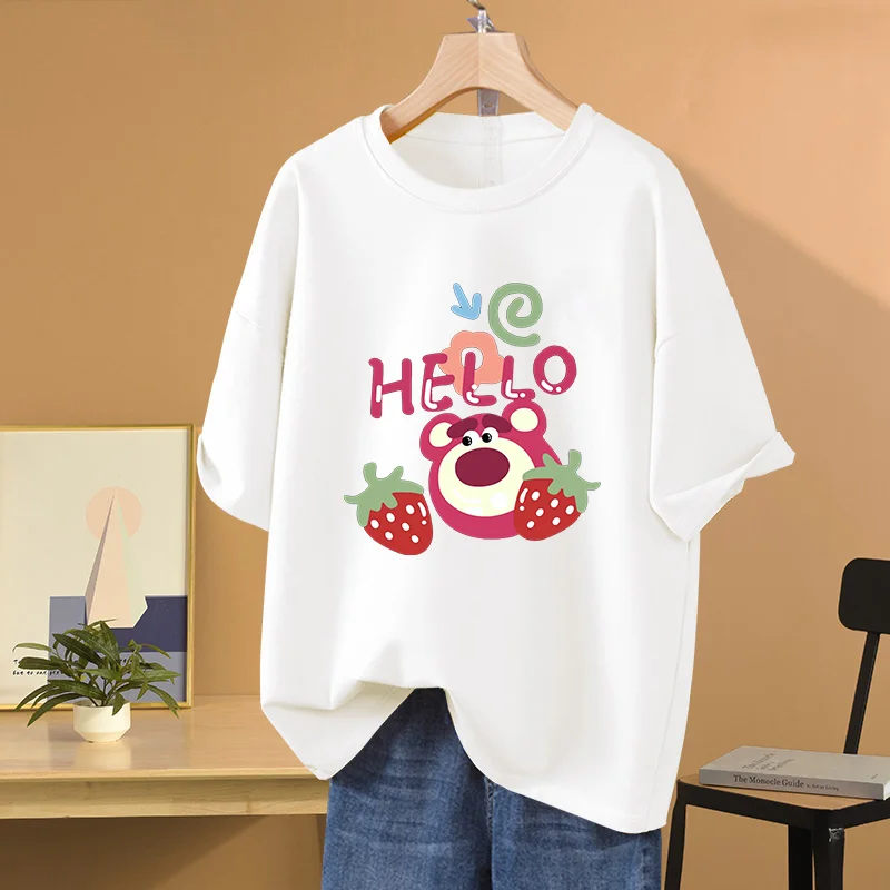 Disney Lotso Toy Story Bear print T-shirt Leisure Sports Street Harajuku Couple Student T-shirt