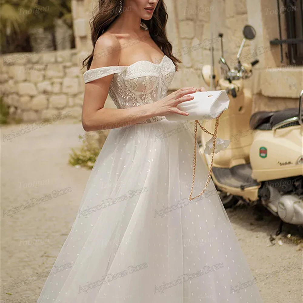 Vestidos De Novia elegantes, hasta el té largos Vestidos De Novia, tul escalonado, hombros descubiertos, 2024