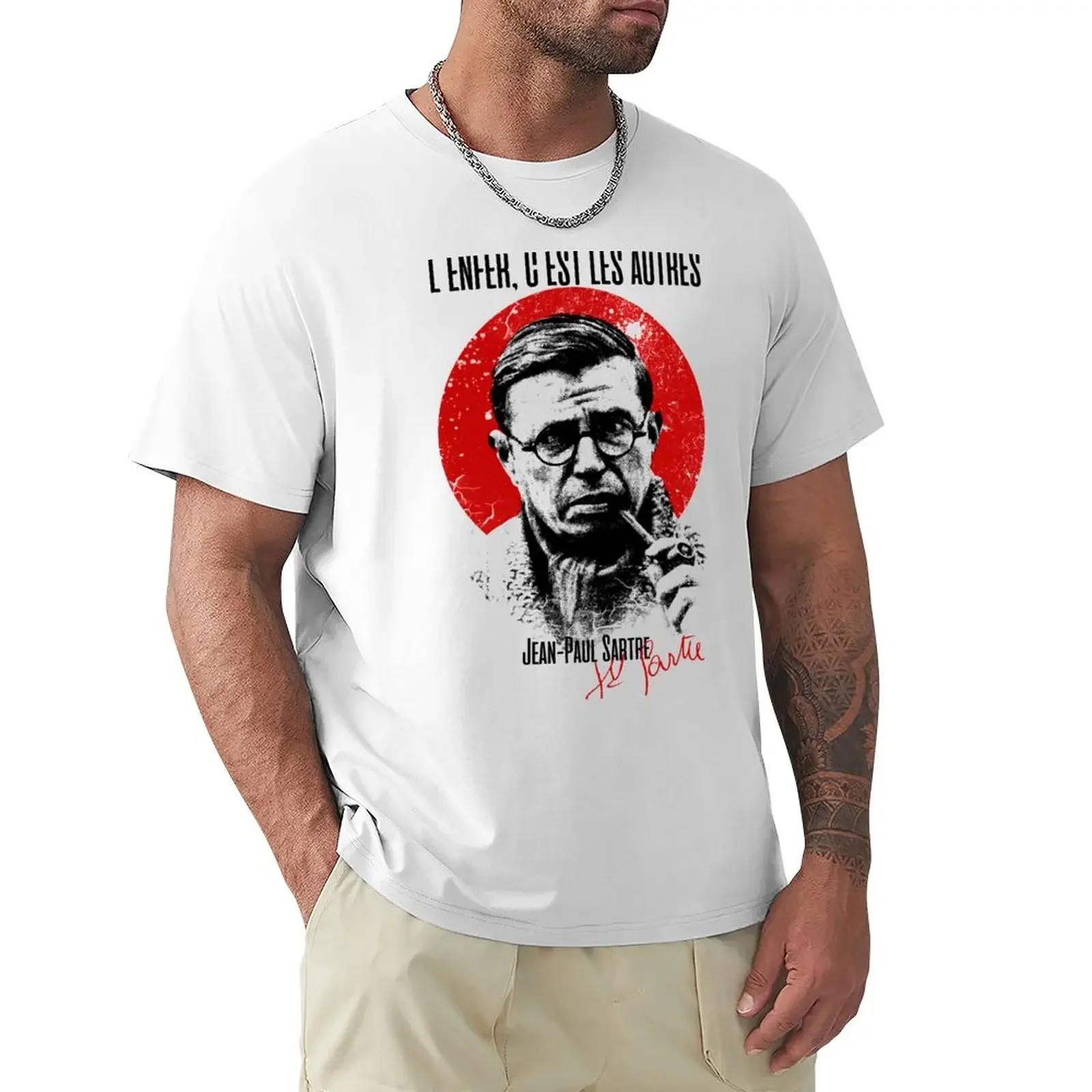 Sartre Hell is other People l\'enfer c\'est les autres Quote Gift T-Shirt tops customizeds t shirt for men