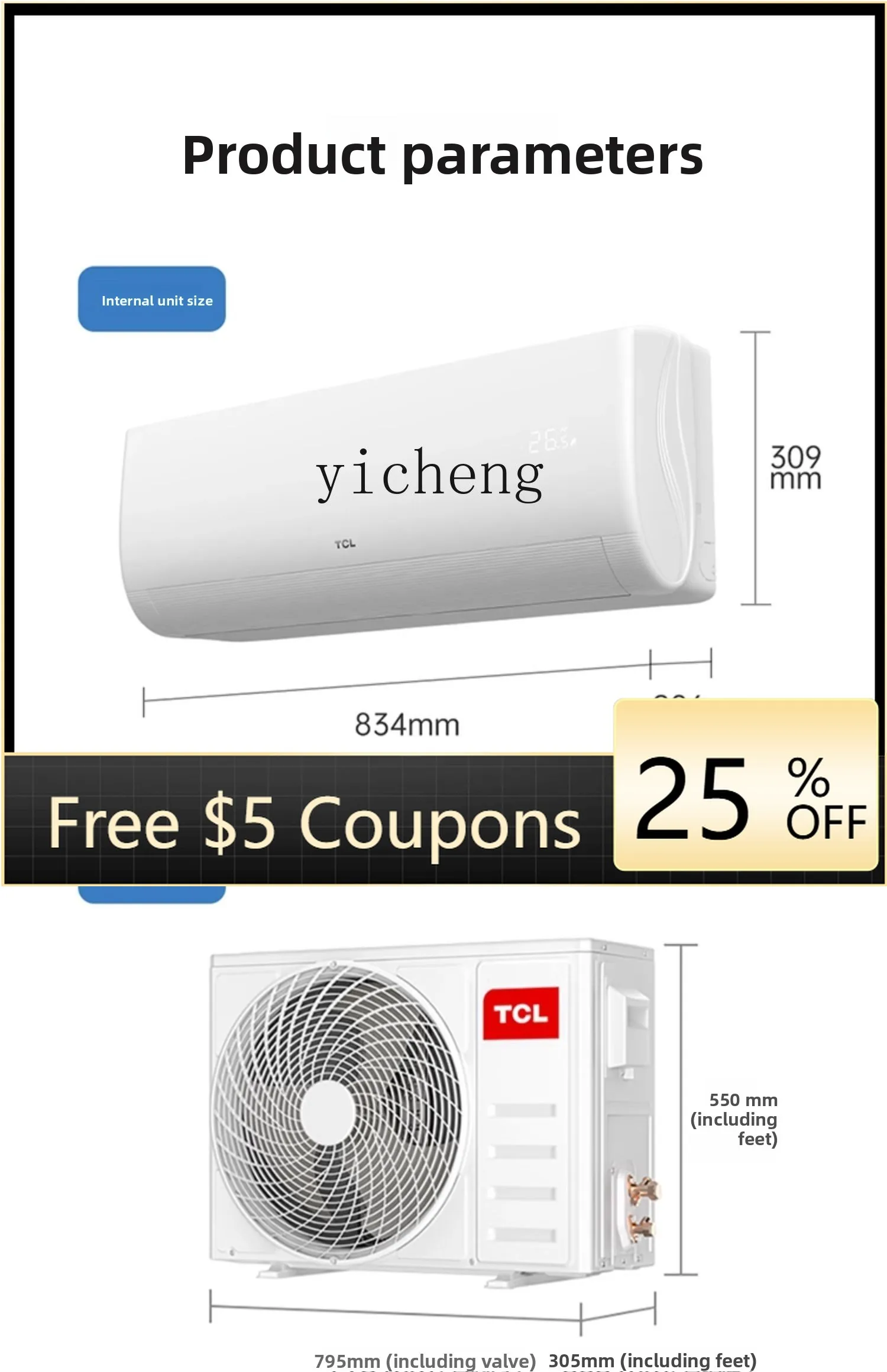 

ZC 1.5 horse on-hook new first-class heating and cooling bedroom frequency conversion wall-mounted household air conditioner