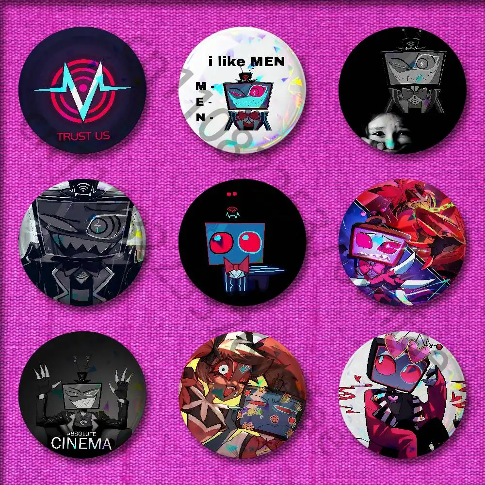 

VOX Trust Us H-HazbinS Badge For 75mm 25mm 44mm 32mm 58mm Round Pin Brooch Insignia Shell Ornament