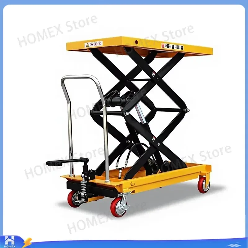 500kg Hydraulic Scissor Lift Table Portable Manual Pallet Jack Mobile Lifting Cart with Casters for Warehouse Industrial
