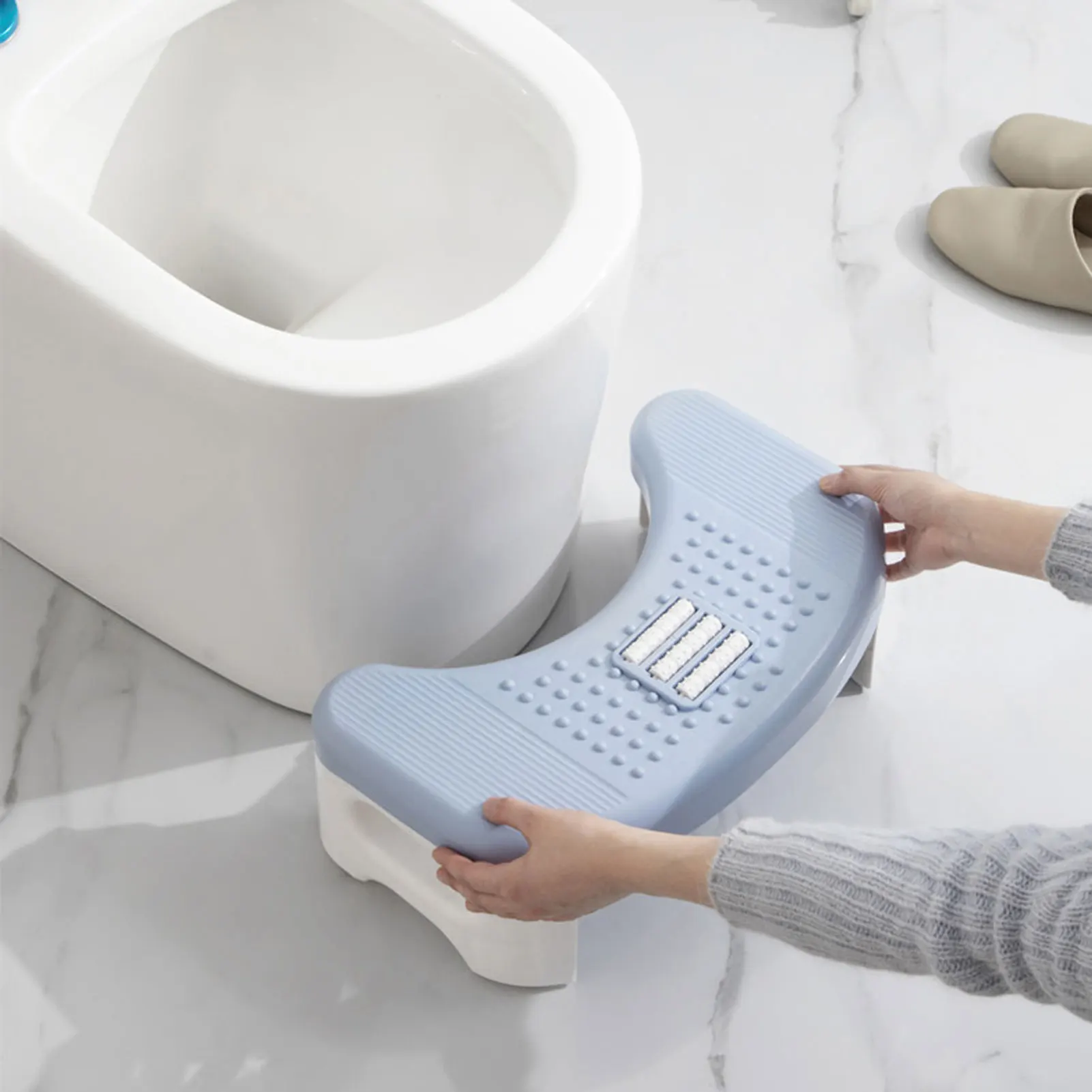 Portátil Anti-Slip Toilet Stool para Adultos e Crianças, Banheiro Footstool, Massagem Poop Footstool, Foldable Footstool