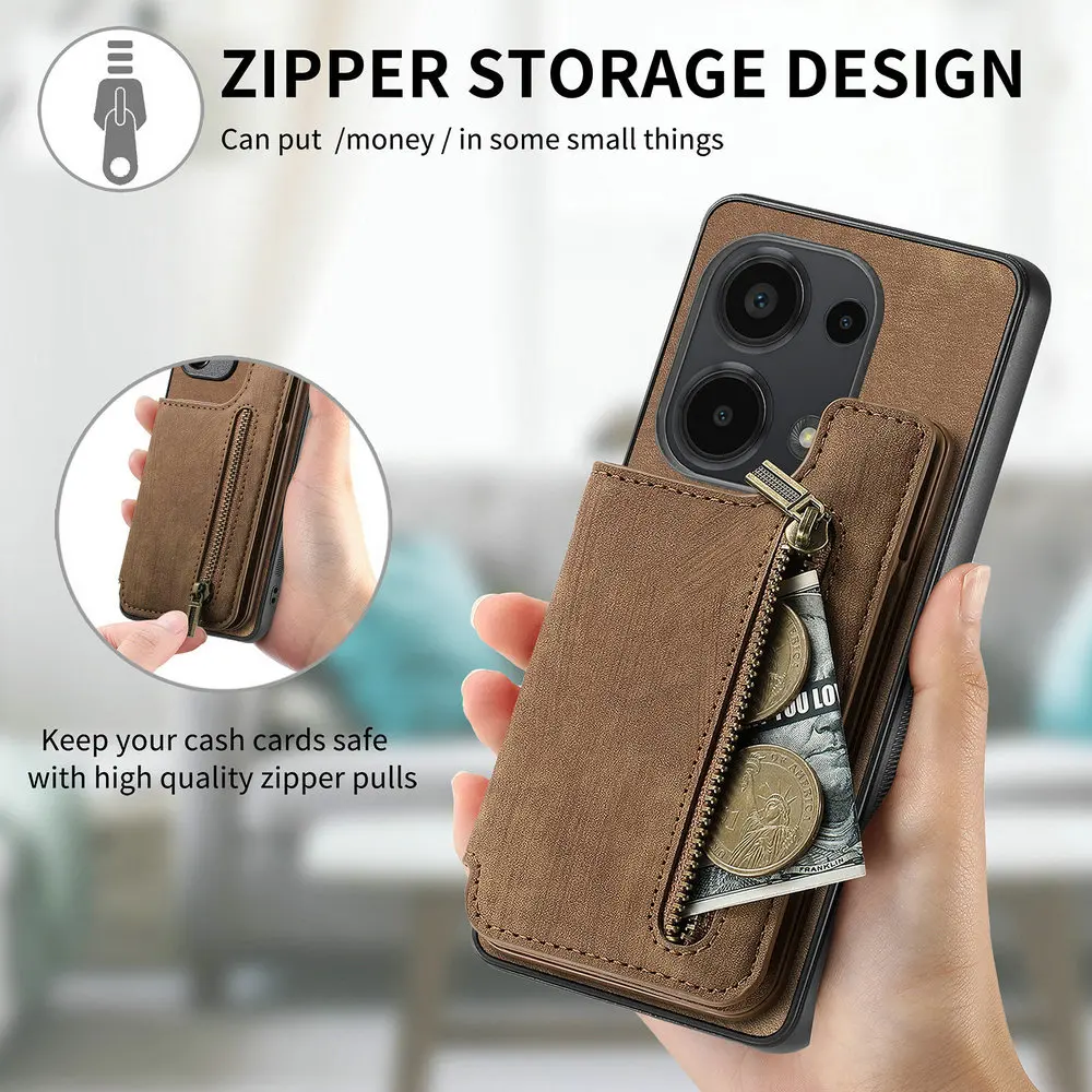 For Vivo Y22s Y33s Y35 Y36 4G 5G Zipper Card Case Magneti Funda Vivo Y 36 Y11s Y12 Y15 Y16 Y20 s Y27 Y21s Y52 Y72 Y75 Back Cover