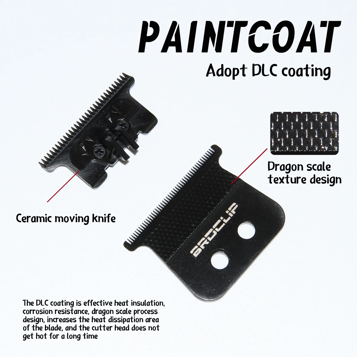 

BRDCLIP Dragon scale texture replaceable blade for BRD-116 brushless electric shear 440C Steel Diamond Ceramic moving knife