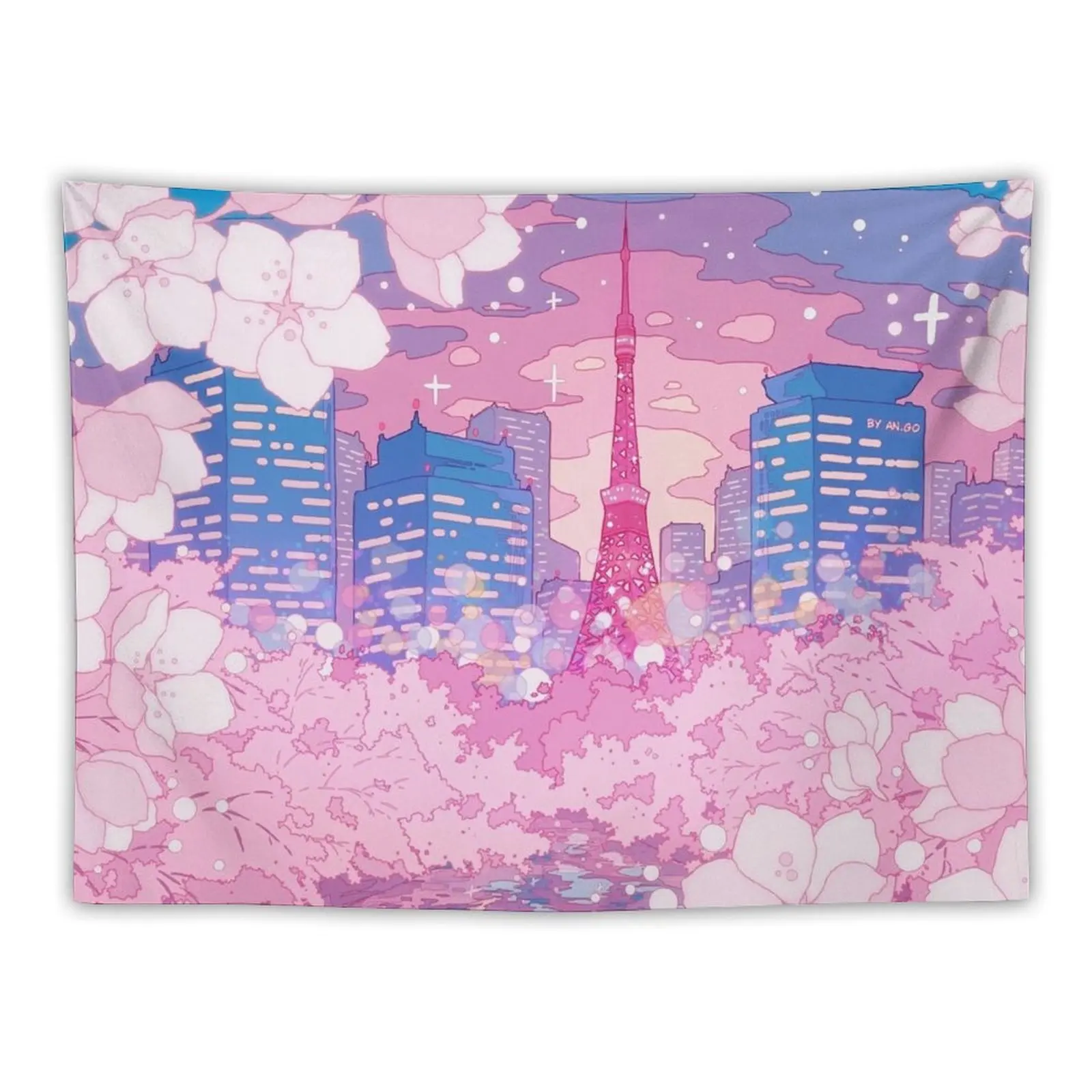 

The evening Tokyo lake view Tapestry Aesthetic Room Decor Decoration Room Aesthetic Decoration Living Room Decoration Tapestry