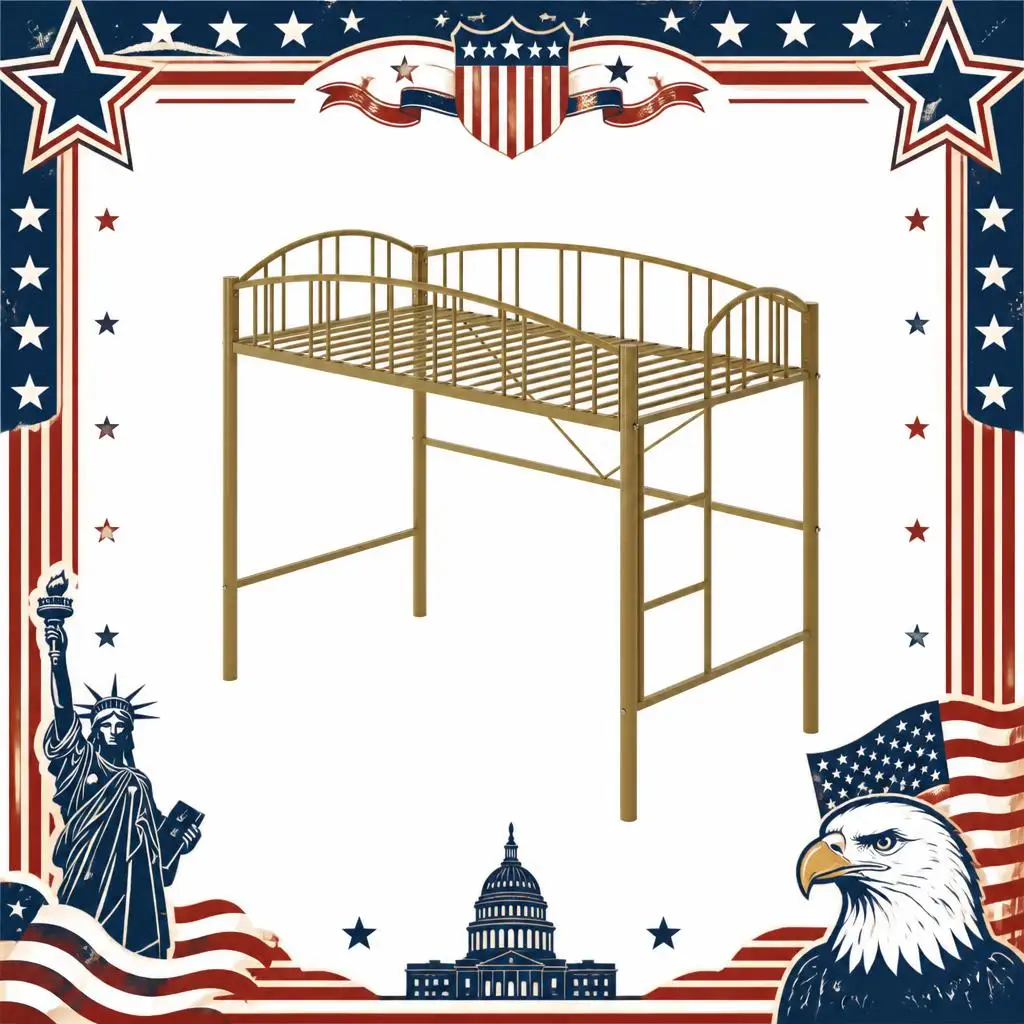 GarveeLife Heavy Duty Twin Metal Loft Bed Frame – Sturdy Arched Guardrail, Safety Ladder, Space-Saving Modern Design, No Box Spring Required – Matte Black/Gray, TWIN Size