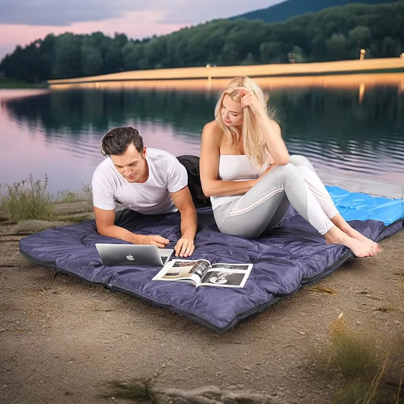YTYINDouble Outdoor Winter Padded Sleeping Bag Waterproof Polyester Cold-Proof And Split Spliced For Couples Camping