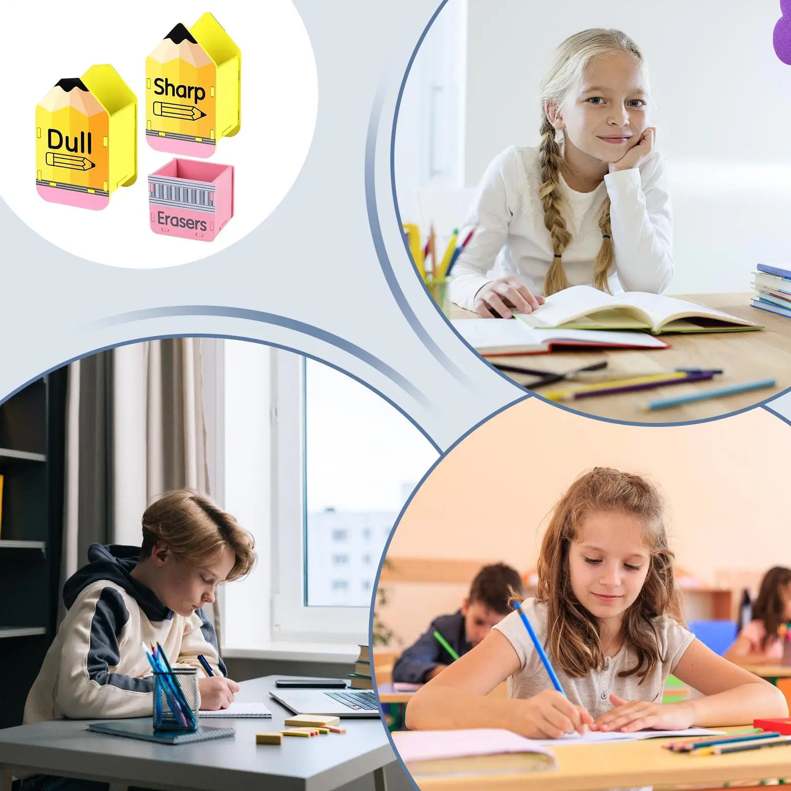 حامل أقلام رصاص مملة خشبي 3 قطع موزع أقلام رصاص ملحقات منزلية لمساحات العمل والمكتبة وغرفة الحرف المدرسية واستوديو الطلاب #4