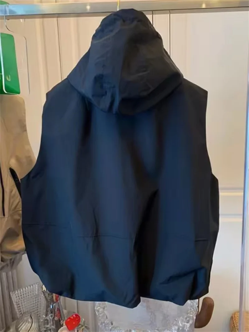 Fashion Hooded Vest Women's Casual Workwear Sleeveless Jacket  Zipper Commute Waistcoat Female Outwear