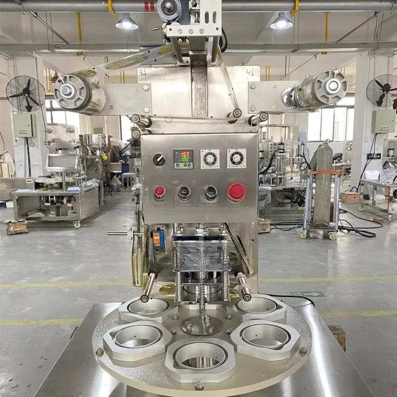 4 Position MS-1 Semi-Automatic Rotary Type Sealing Machine for Yogurt Sauce Jam Cup with Pre-cut Aluminium Foil Lid