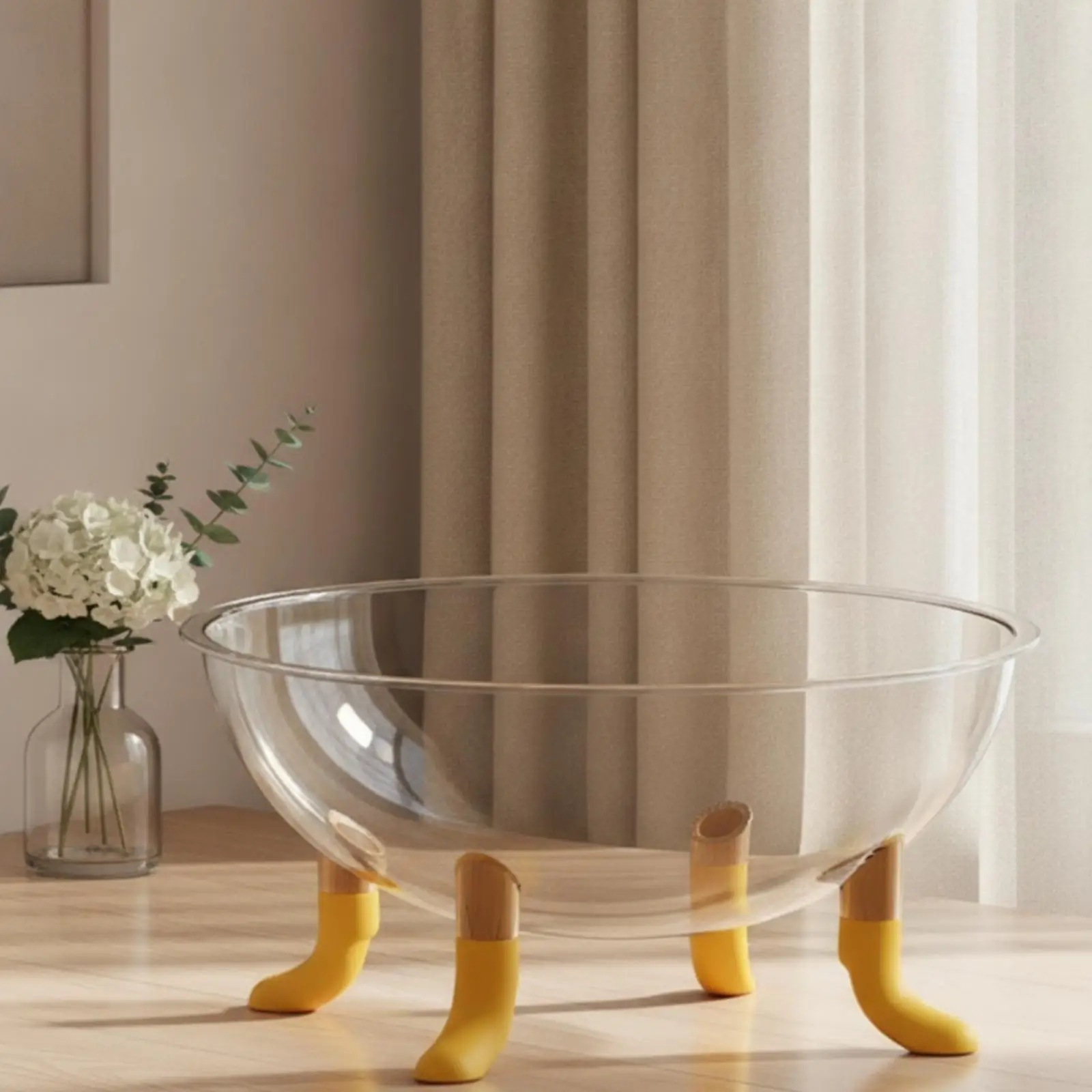 Clear Cat Bed for Indoor Cats with Stable Legs and Smooth Curved Shell Interior