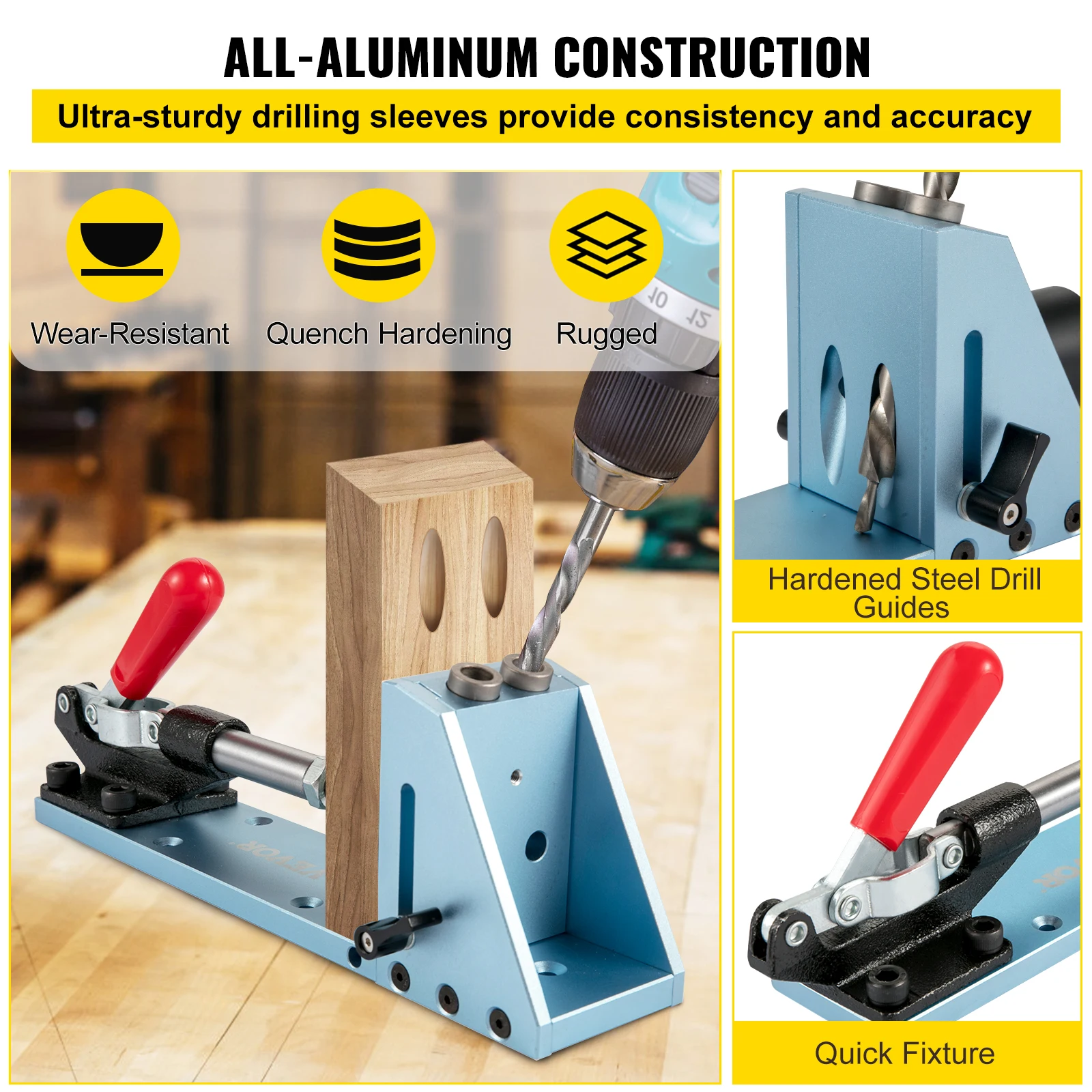 VEVOR Pocket Hole Jig Kit System Wood Doweling Jig Set falegname falegnameria lavorazione del legno intaglio strumenti con morsetto di estensione 200 viti