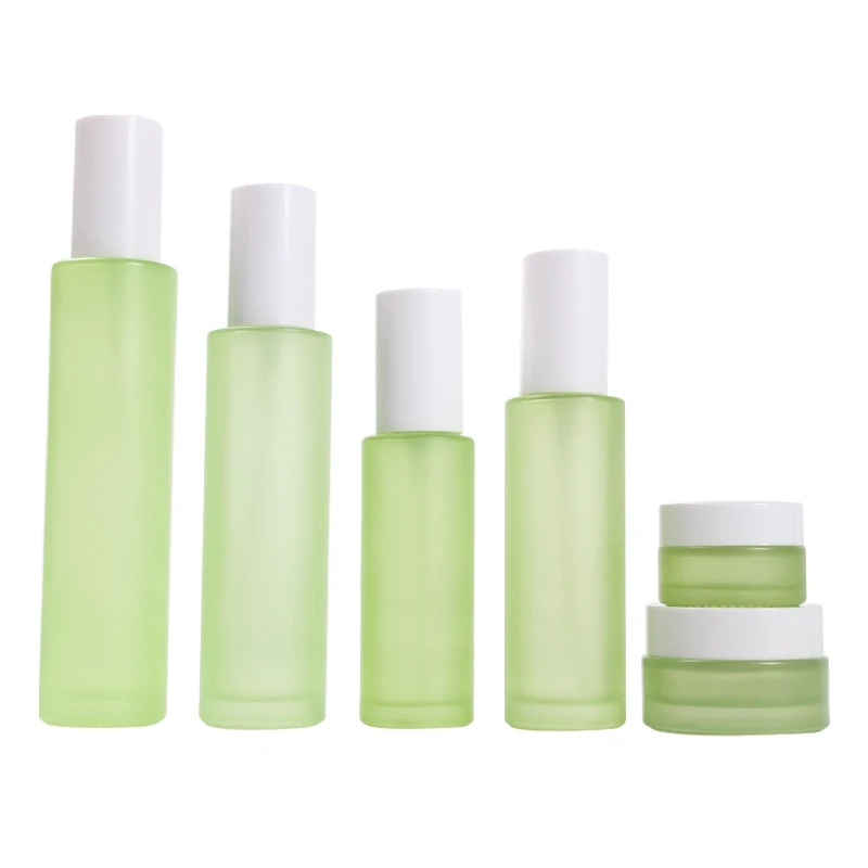 

20g30g50g20ml60ml100ml120ml green glass bottle jar pot tin lotion emulsion serum foundation cream gel eye essence skin packing