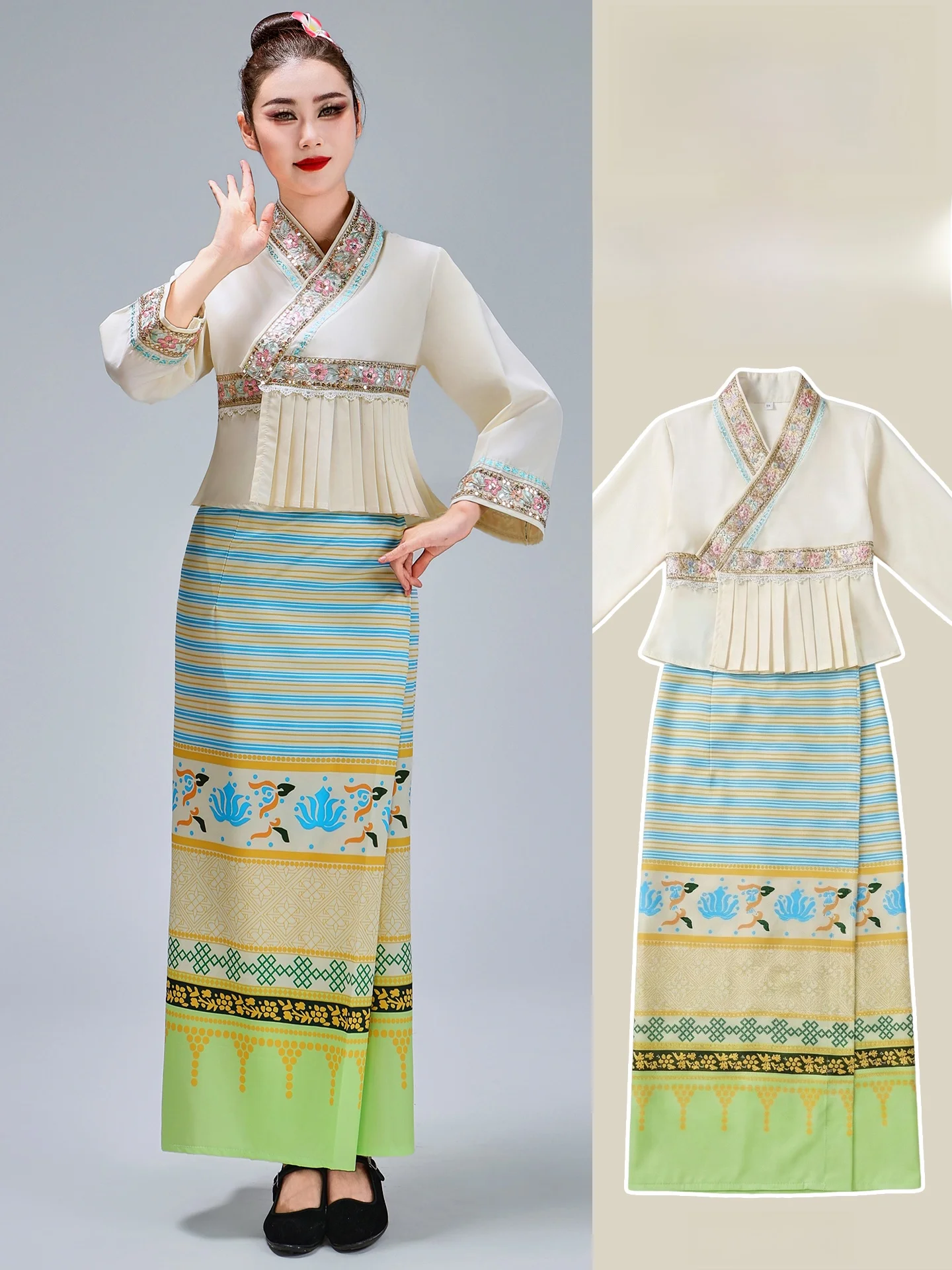 

Новый этнический женский костюм для взрослых в стиле Тай, для экзотических танцев, из полиэстера, для выступлений на сцене, Юньнань Сюаньбаньна