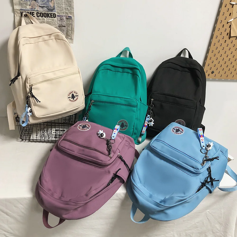 

Girl Solid Color Fashion School Bag College Student Women Backpack Trendy Travel Lady Laptop Cute Backpack Green New Female Bag